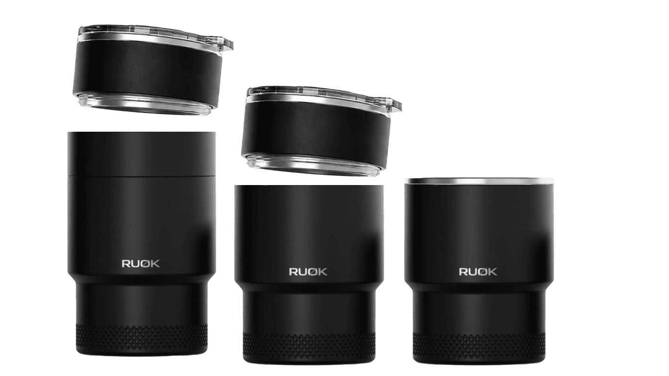 RUOK Cup shown at 20 oz, 16 oz, and 12 oz capacity